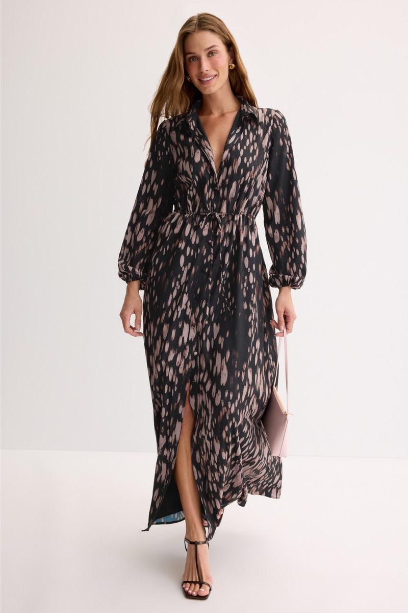 Watercolor Animal Print Shirt Dress by Hutch - Photo 0