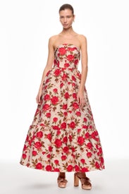 Brocade Strapless Floral Gown by Ieena for Mac Duggal