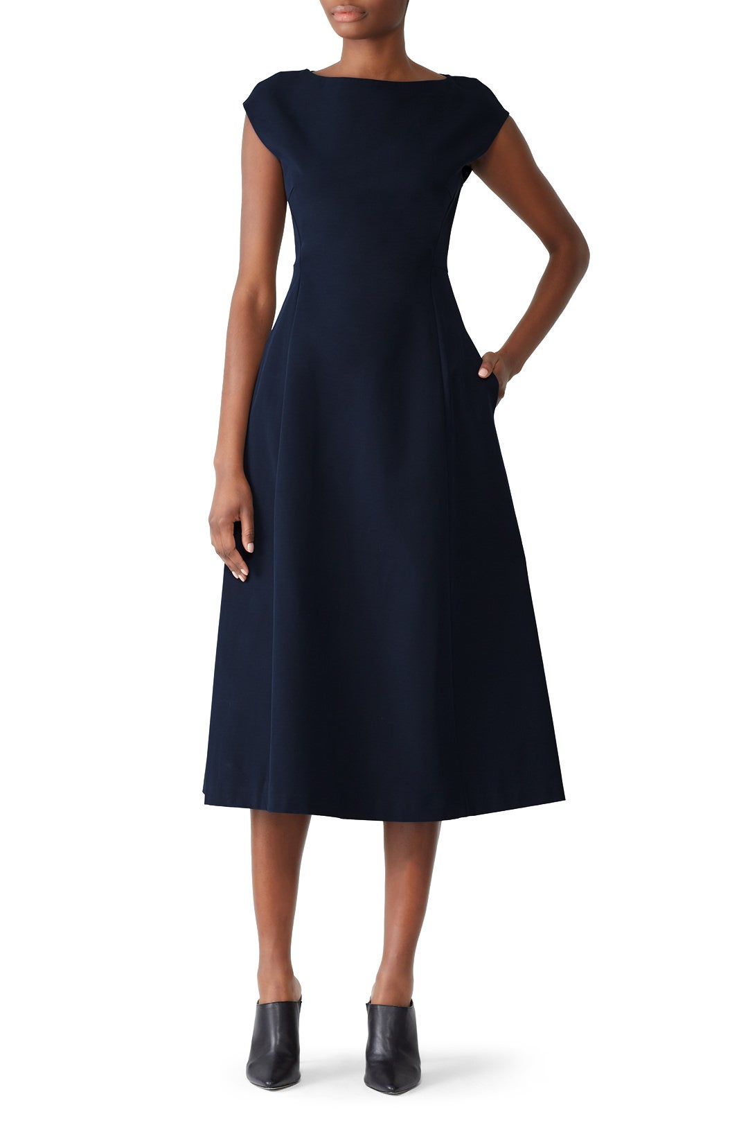 Navy Boat Neck Tulip Dress by Theory 0