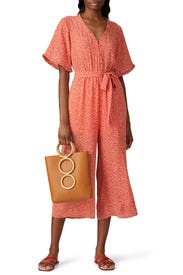 Orange Printed Jumpsuit by B Collection by Bobeau
