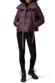 Violet Houndstooth Puffa Jacket by Bacon