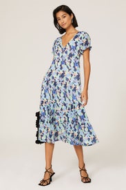 Dark Floral Tiered Dress by Club Monaco