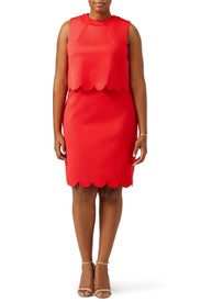 Red Scalloped Overlay Dress by ELOQUII