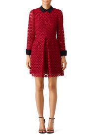 Red Circular Lace Dress by Jill Jill Stuart