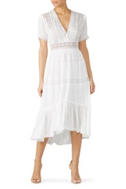 White Lace Deep V-Neck Dress by The Kooples