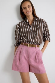 Pleated Linen Shorts by MICHAEL KORS
