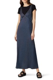 Navy Star Print Slip Dress by R13