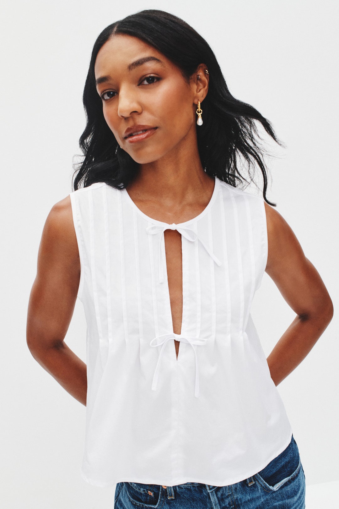 Tie Front Flare Top by WEWOREWHAT 0