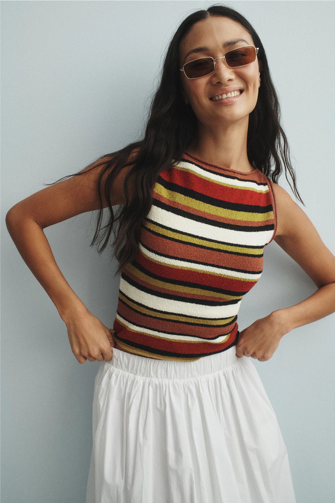 Earth Stripe Textured Knit Tank Top by Zulu & Zephyr | Rent