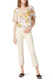 Cream Ruby High Rise Crop Jeans by J BRAND