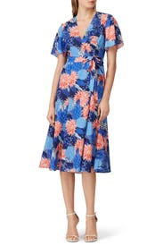 Blue Floral Flutter Sleeve Dress by Slate & Willow