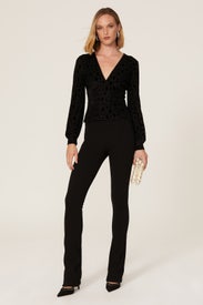 Velvet Plunge V-Neck Top by Badgley Mischka