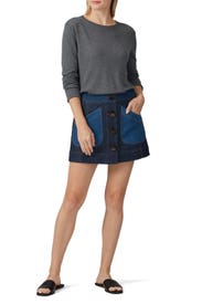 Denim Colorblock Skirt by Coach