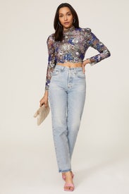 Sequin Mesh Crop Top by ELLIATT