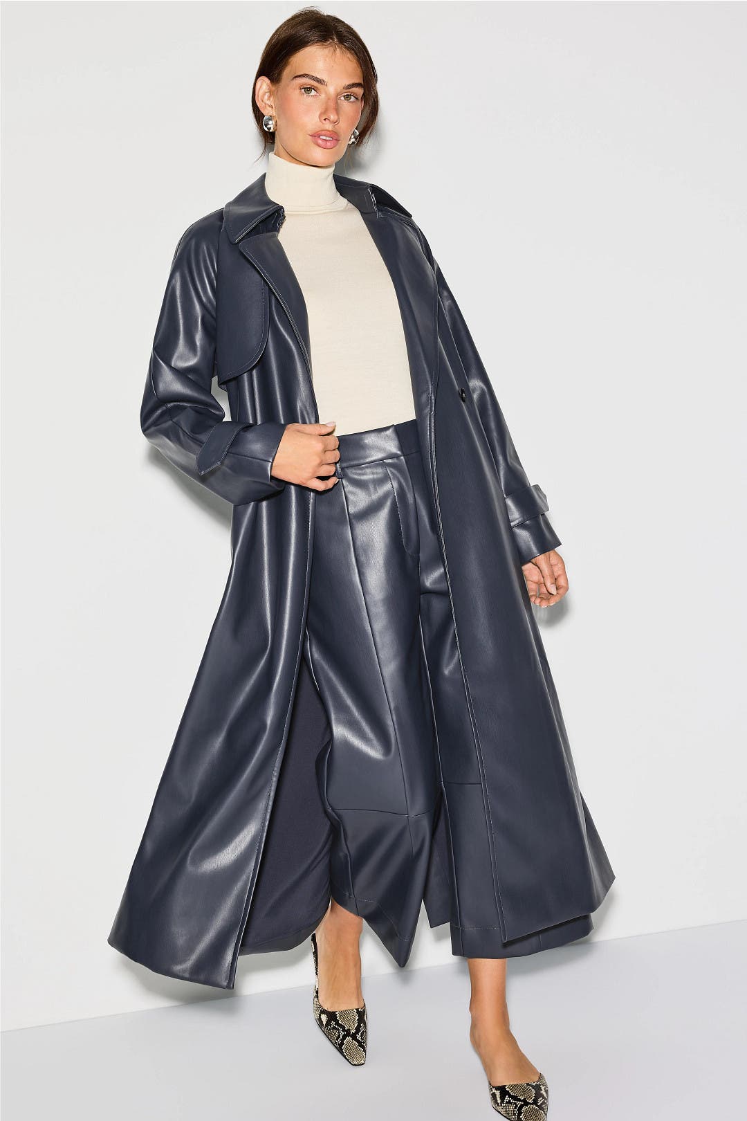 Navy Faux Leather Trench Coat by Jason Wu x RTR | Rent the