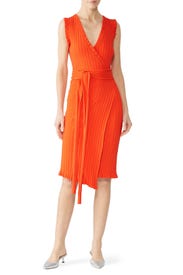 Persimmon V-Neck Wrap Dress by Milly