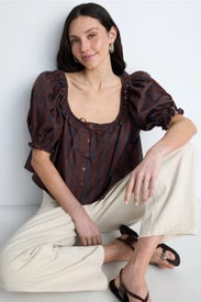 Puff Sleeve Button Up Top by WEWOREWHAT