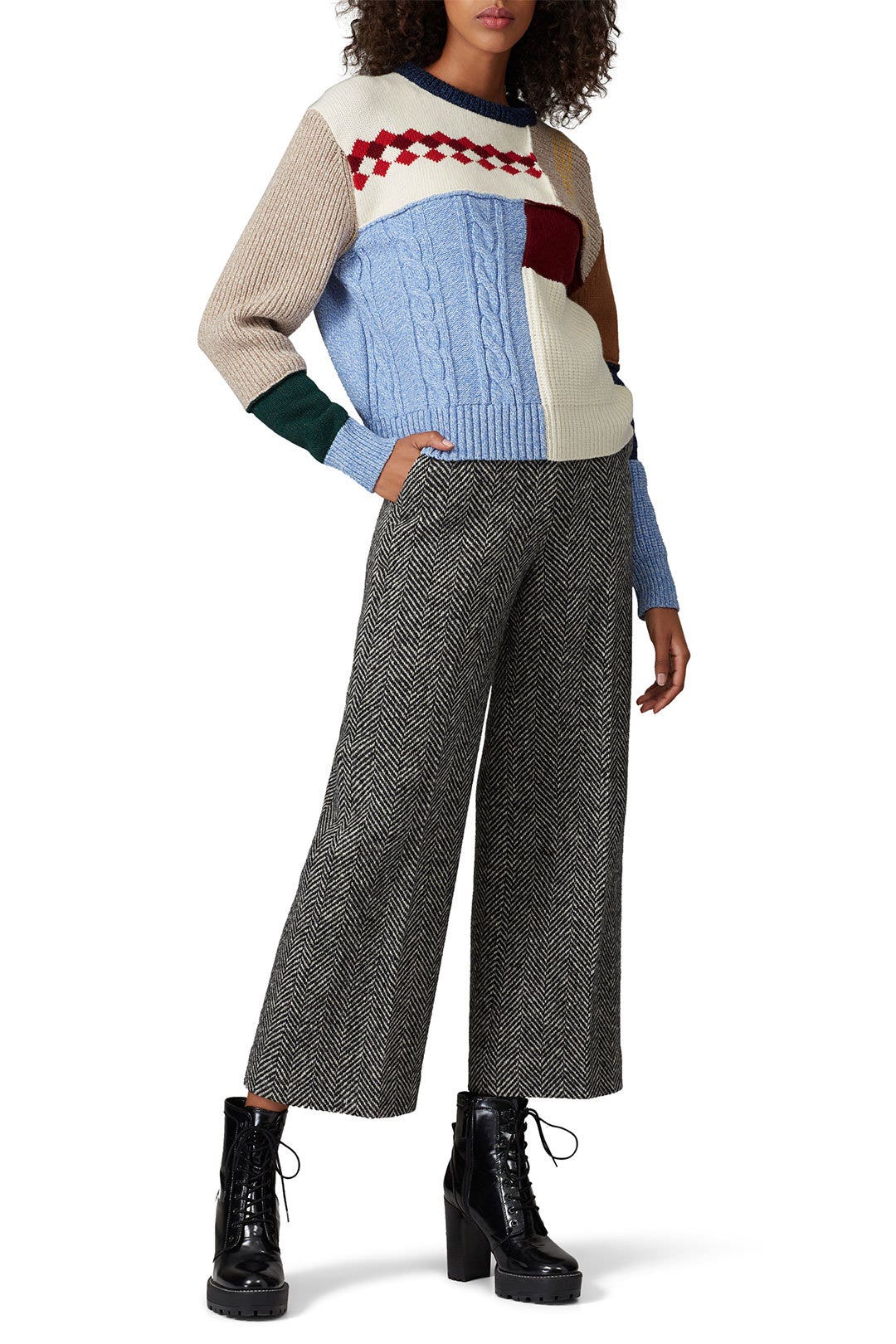 Houndstooth Wide Leg Trousers by ALEXACHUNG 0