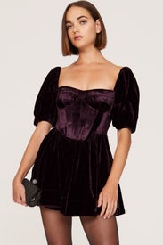 Velour Corset Mini Dress by Bardot