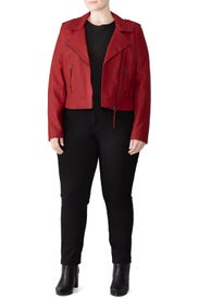 Red Faux Leather Jacket by City Chic