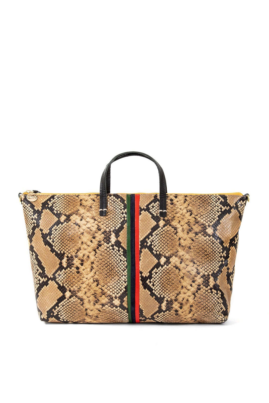 Tan Spring Snake Attache Tote by Clare V.
