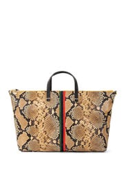 Tan Spring Snake Attache Tote by Clare V.