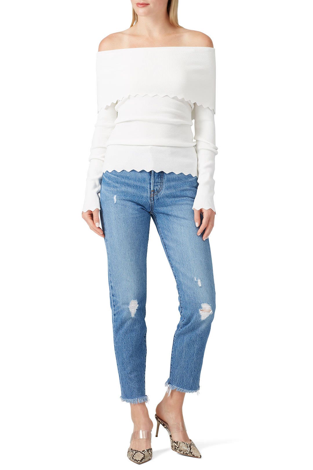 Foldover Scallop Sweater by Milly 0
