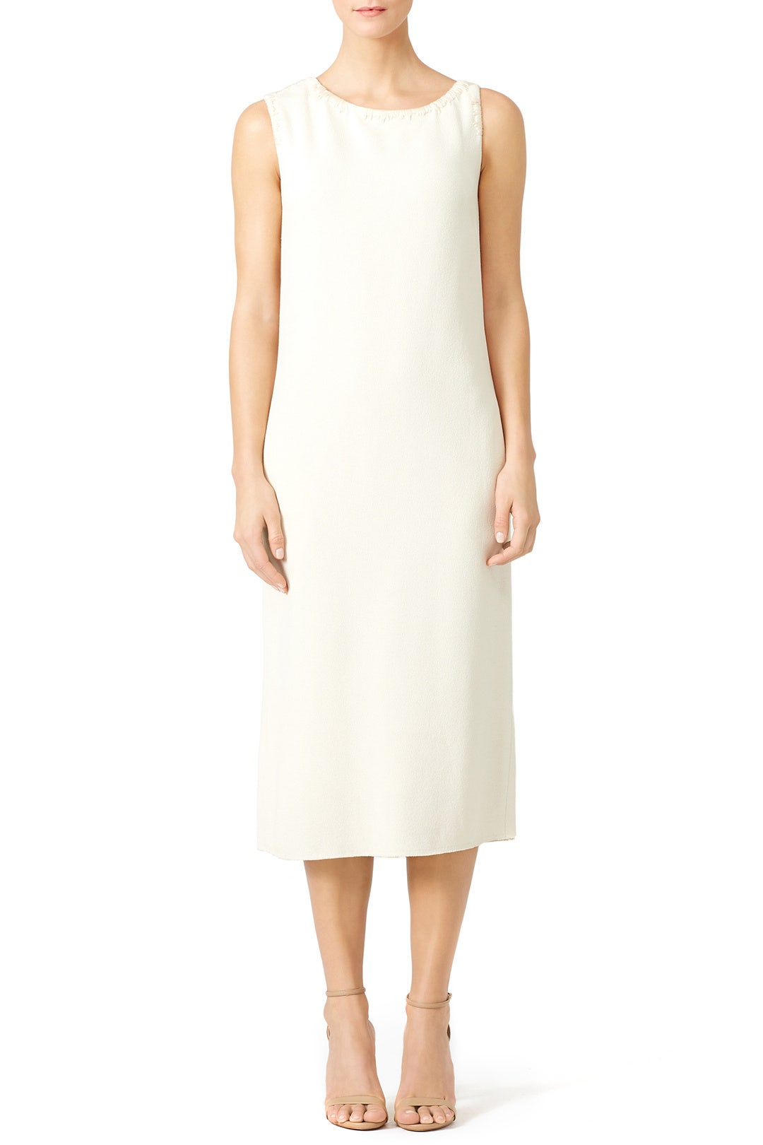 Cream White Double Crepe Dress by Nina Ricci 0