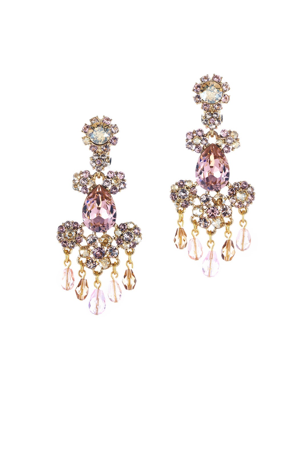 Purple Crystal Flower Bold Earrings by Oscar de la Renta