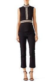 Black Embroidered Top by Cut 25