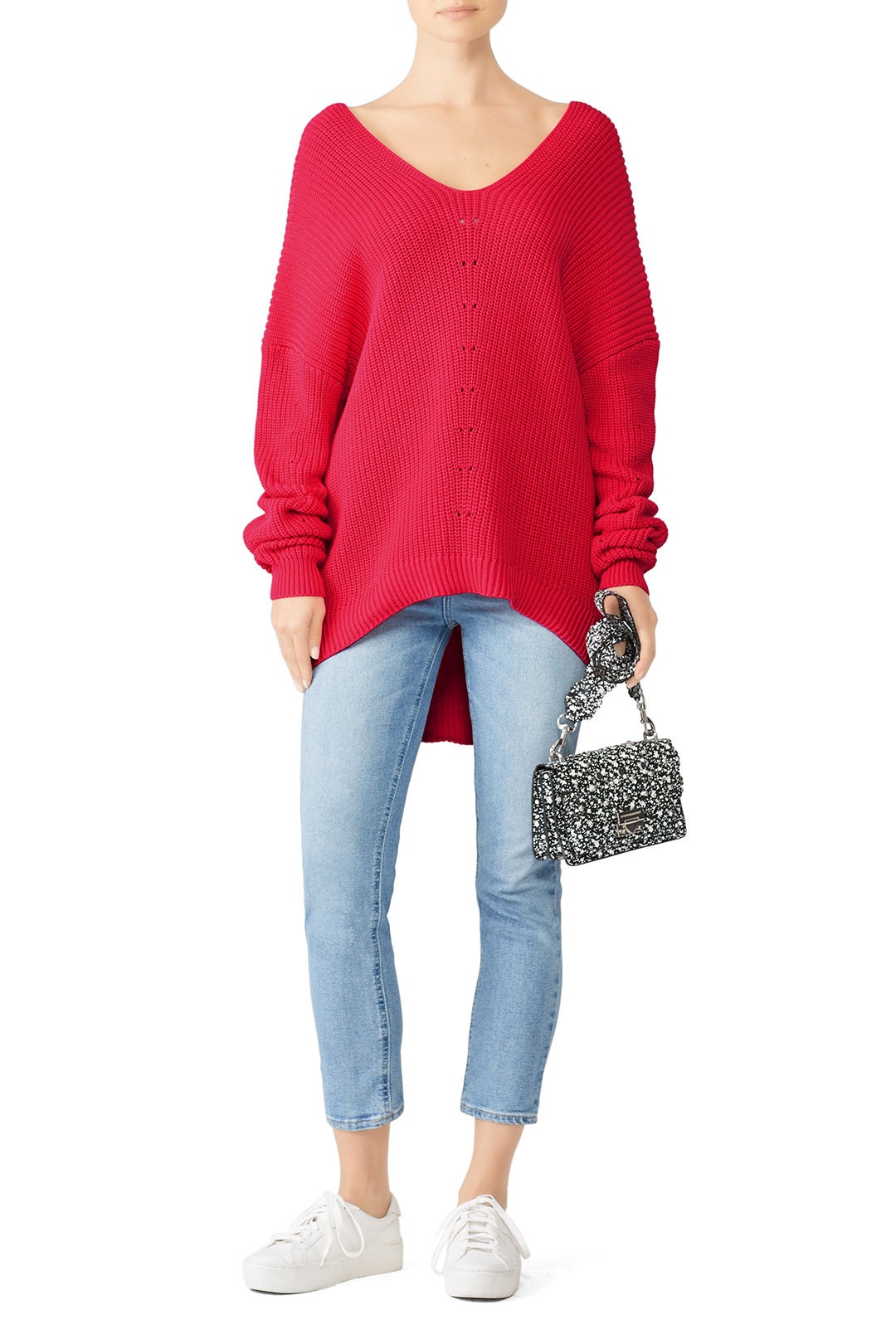 High Low V-Neck Sweater by 525 America 0