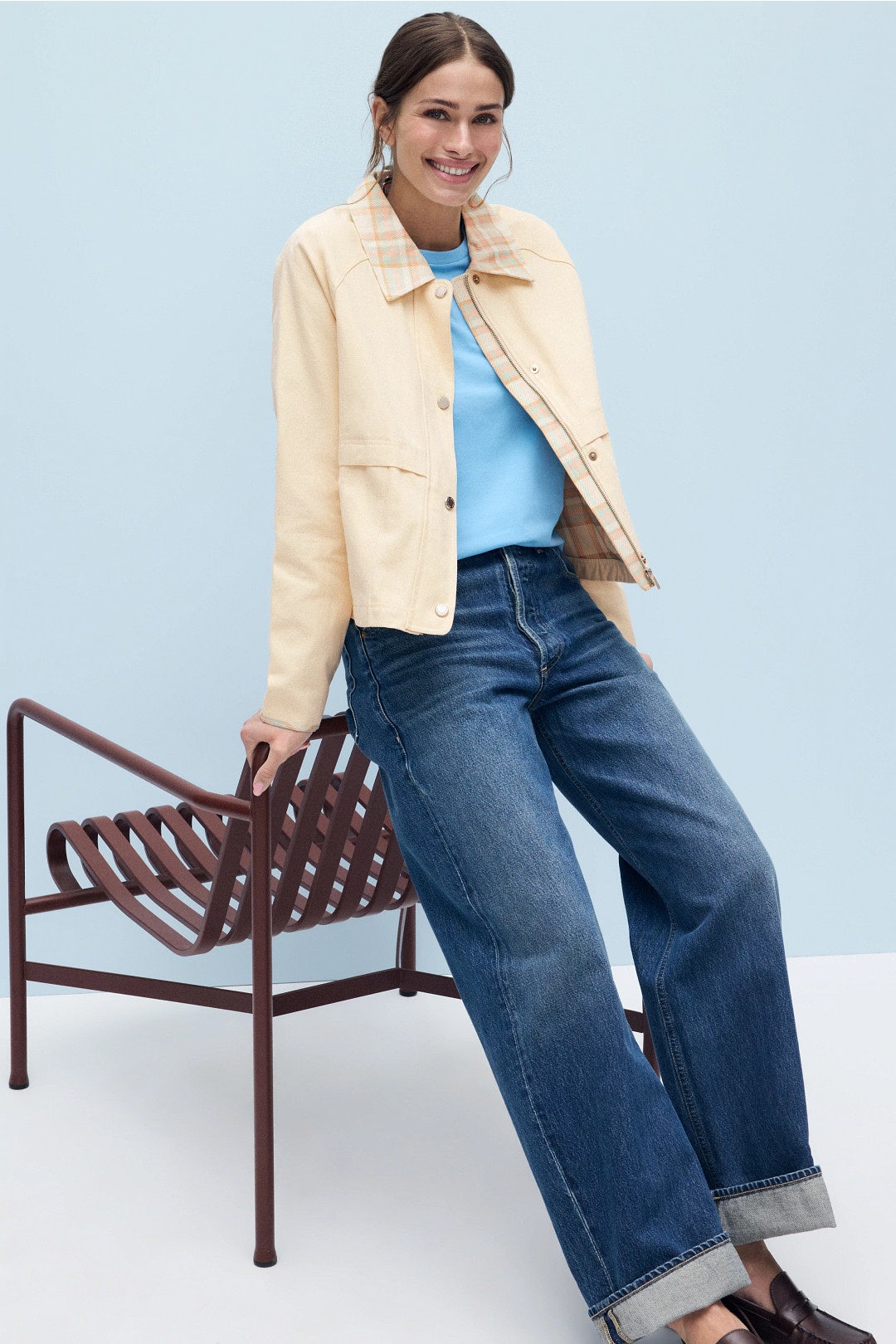 Cropped Field Jacket with Plaid Detail by Hunter 0