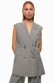 Jewelara Grey Pinstripe Vest by BOSS