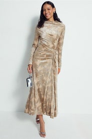 Ferrera Floral Velvet Midi Dress by SIMKHAI