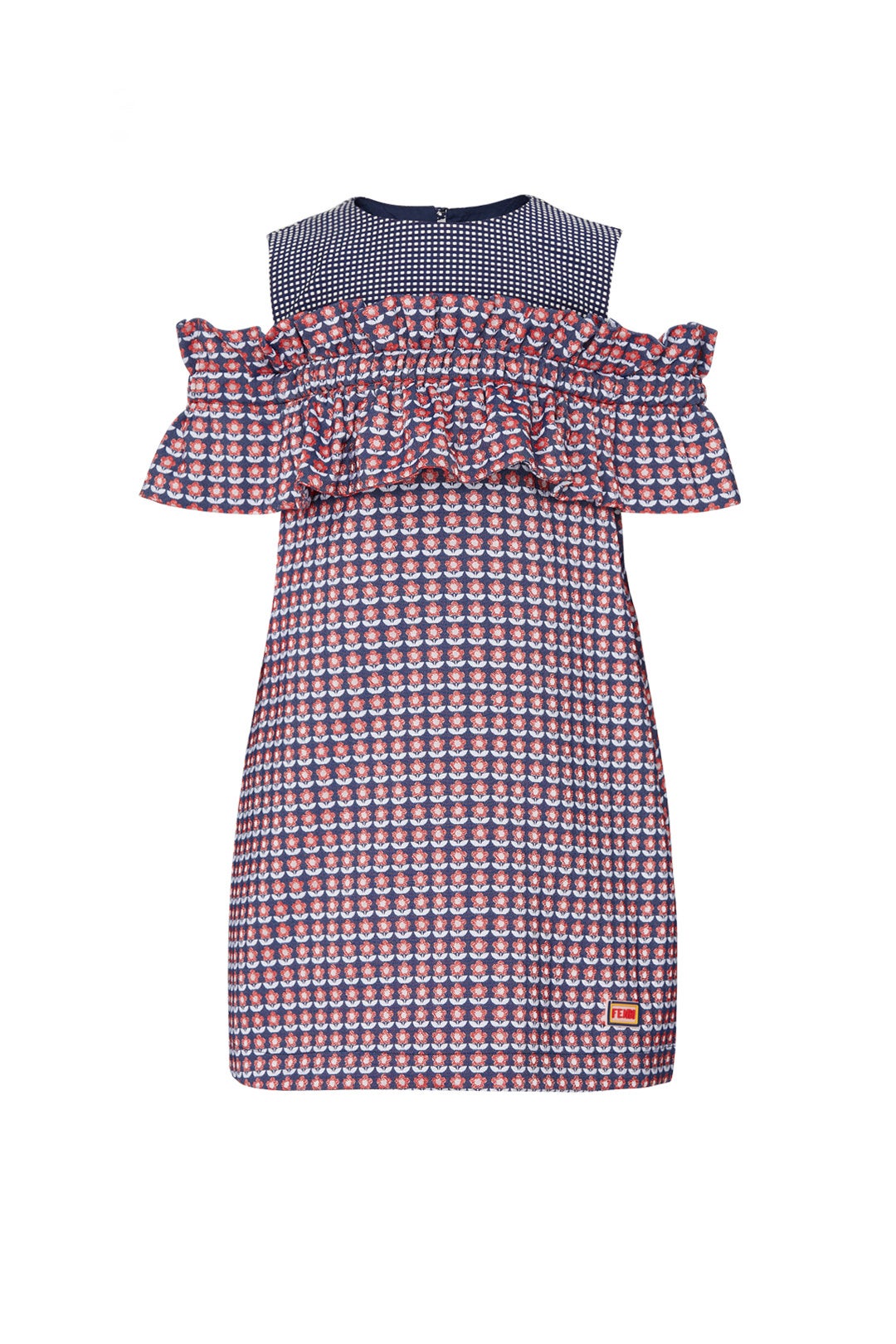 Kids Stitched Red and Navy Dress by Fendi Kids