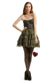 Gold Peacock Lace Dress by Haute Hippie