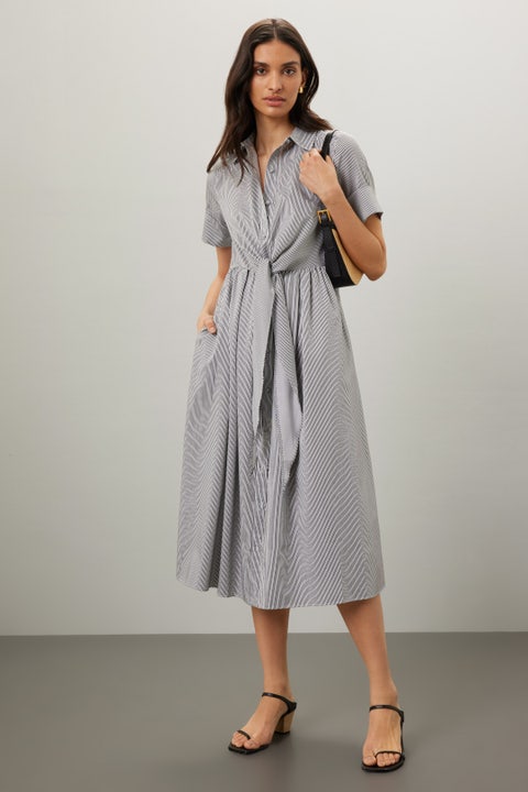 NWT Malabar Collective Women’s Isobel Mint Striped Midi Shirt Dress Medium