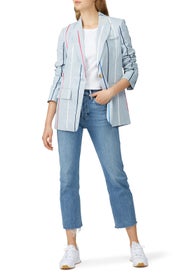 Blue Striped Single Button Blazer by Derek Lam 10 Crosby