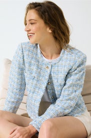 Collarless Sparkly Tweed Blazer by Derek Lam 10 Crosby x RTR