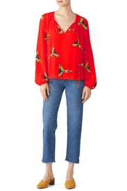Red Keyhole Blouse by Diane von Furstenberg
