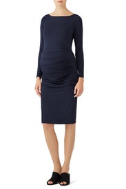 Navy Pleated Maternity Dress by Ingrid & Isabel
