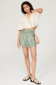 Faux Leather Belted Shorts by Marissa Webb x RTR