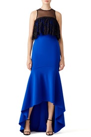 Cobalt High Low Ruffle Gown by Theia