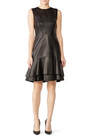 Leather Ruffle Hem Dress by Jason Wu Collection