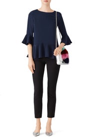Flounced Navy Top by Sail to Sable