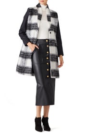 Black Plaid Printed Coat by Saylor