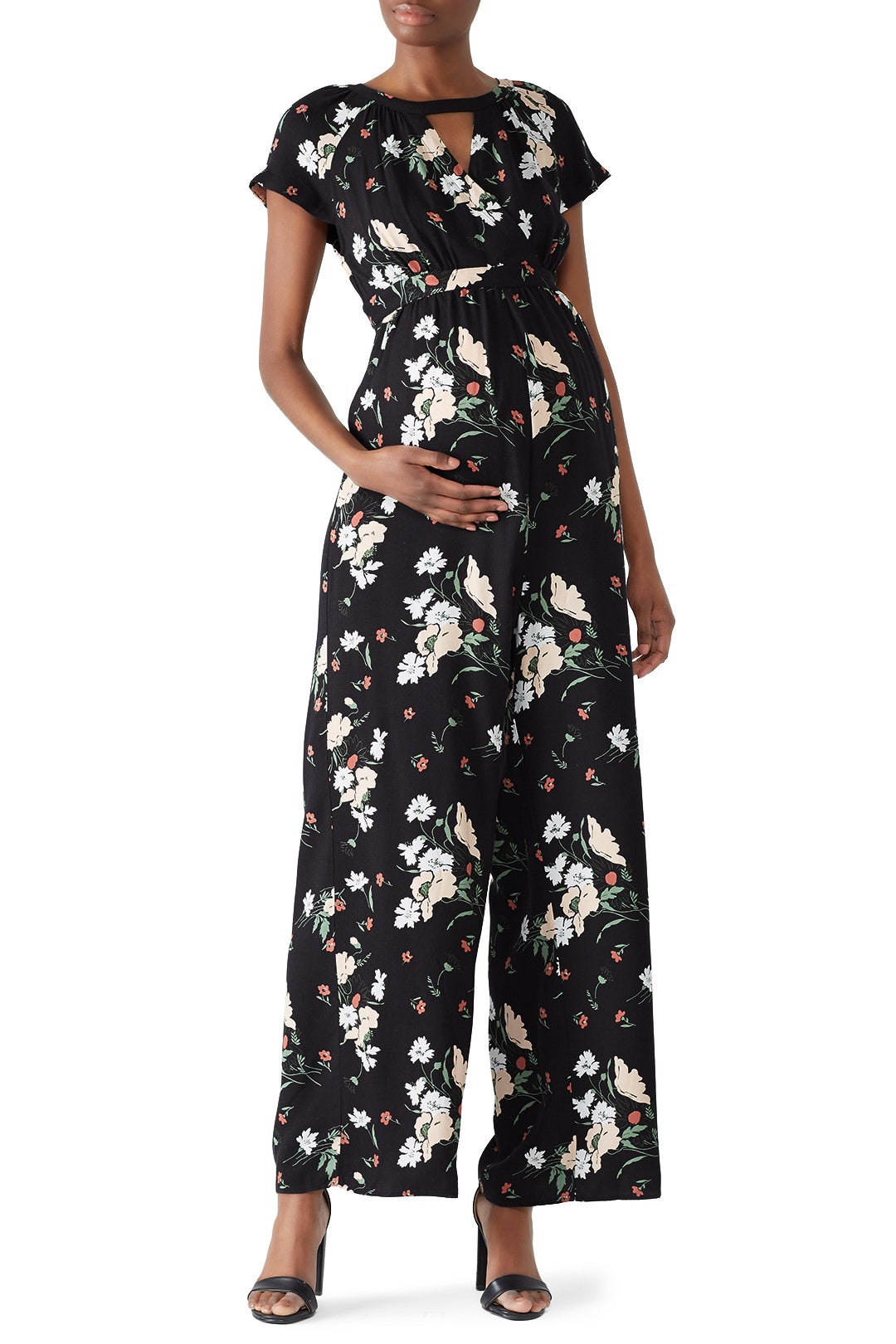 Adjustable Waist Floral Maternity Jumpsuit by Ingrid & Isabel 0