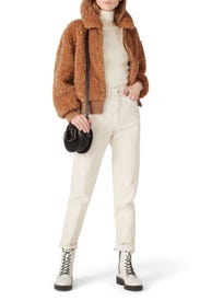 Curly Faux Shearling Bomber by La Vie Rebecca Taylor
