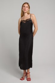 Black Silky Midi Dress by Maje