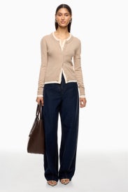 Tan Cashmino Layered Cardigan by NAADAM